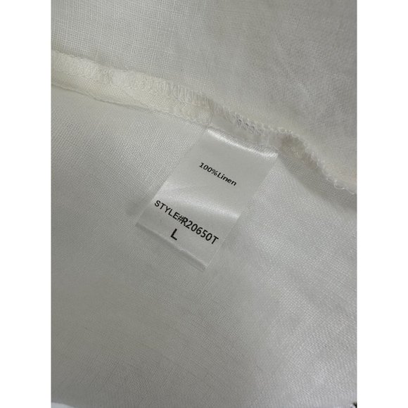 Tuckernuck Women's Annie Smocked Mini Dress Linen Puff Sleeve White sz L NEW - Picture 6 of 8